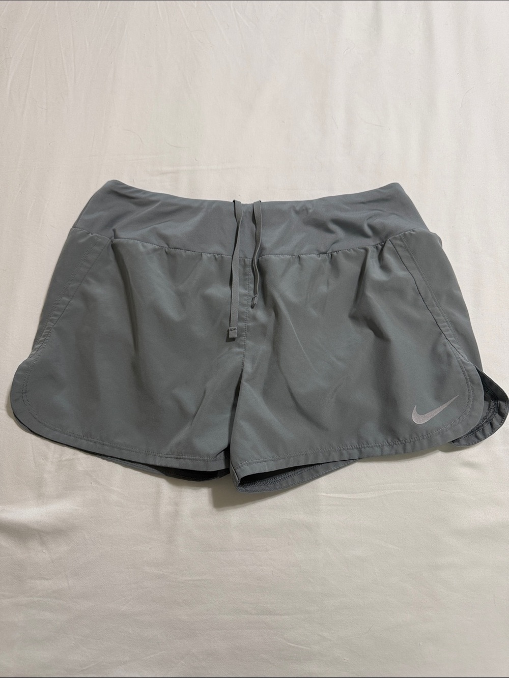 Nike Women's Grey Athletic Running Shorts with Swoosh